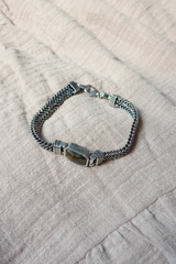 Thick Chain Bracelet in Silver with Marbled Tourmaline