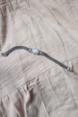 Thick Chain Bracelet in Silver with White Moonstone