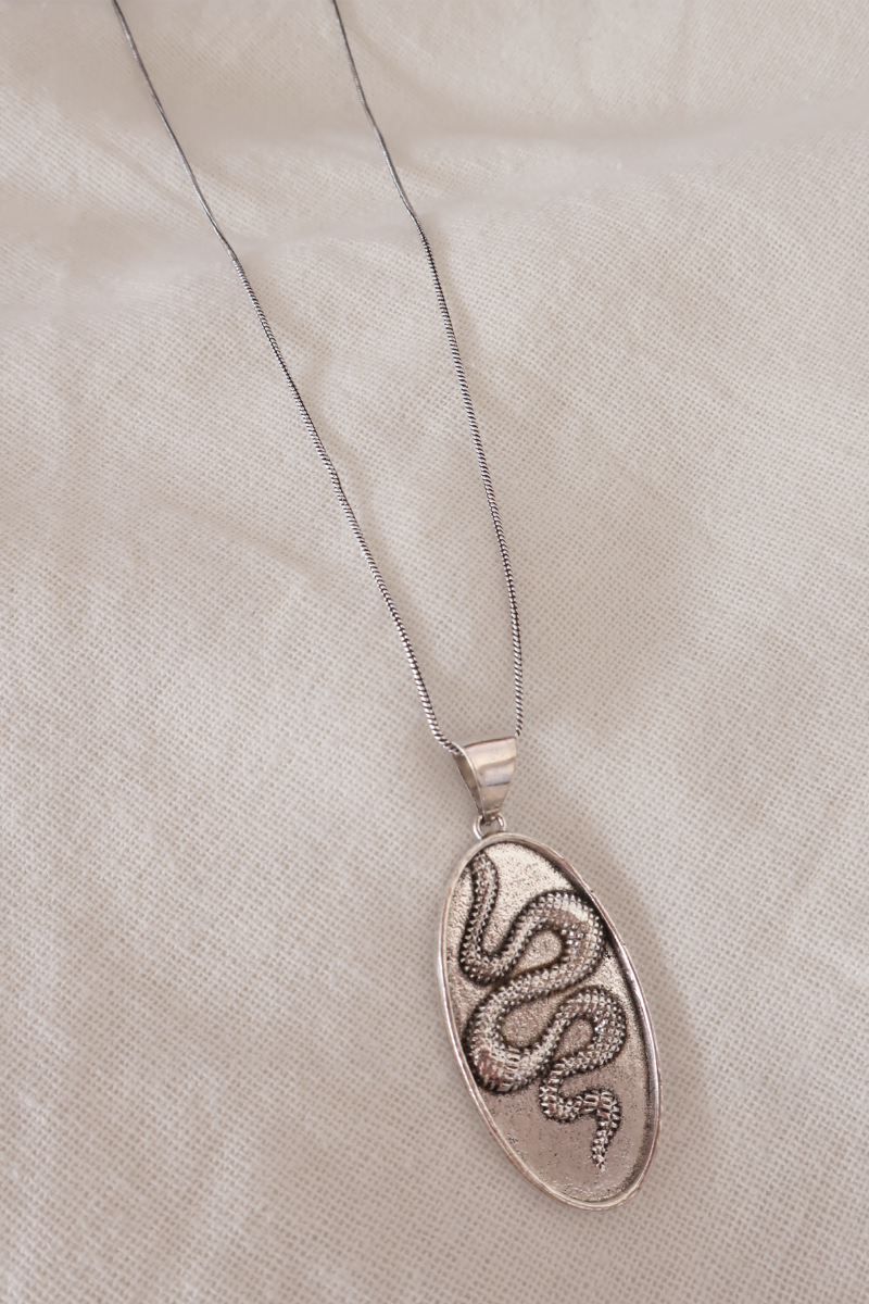 Snake Stamp Silver Plated Necklace