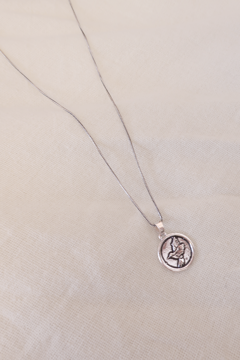 Sparrow Stamp Silver Plated Necklace