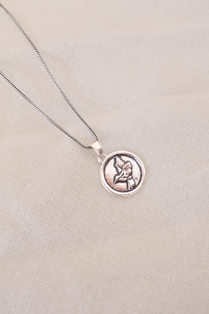 Sparrow Stamp Silver Plated Necklace