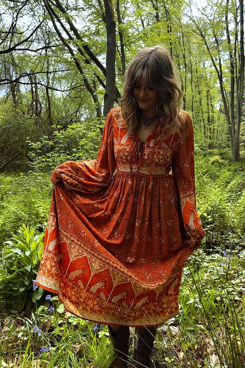 Peacock Primrose Boho 70s Smock Dress Burnt Orange | All About Audrey All About Audrey Vintage Boutique Peacock Primrose Boho 70s Smock Dress Burnt Orange | All About Audrey All About Audrey Vintage Boutique