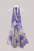 Sydney Vintage Sari Mini Halter Dress in Indigo Champagne Florals - Size S