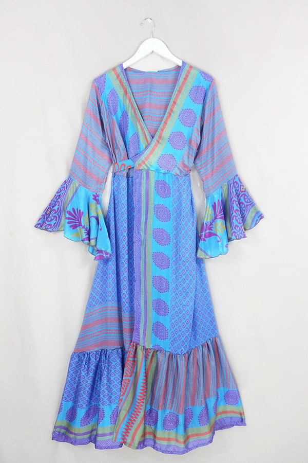 SALE | Sylvia Wrap Dress - Electric Ornamental Blue - Size L/XL by All About Audrey