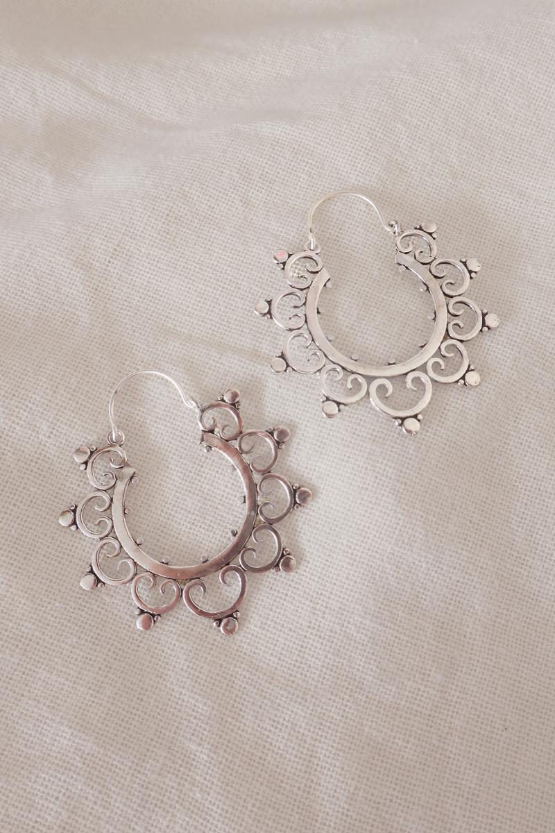 Symbol Hoop Silver Plated Earrings