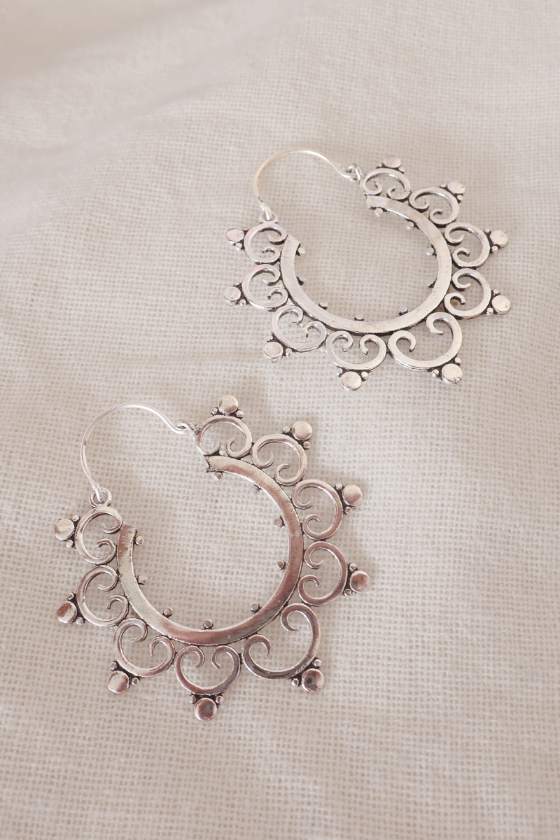 Symbol Hoop Silver Plated Earrings