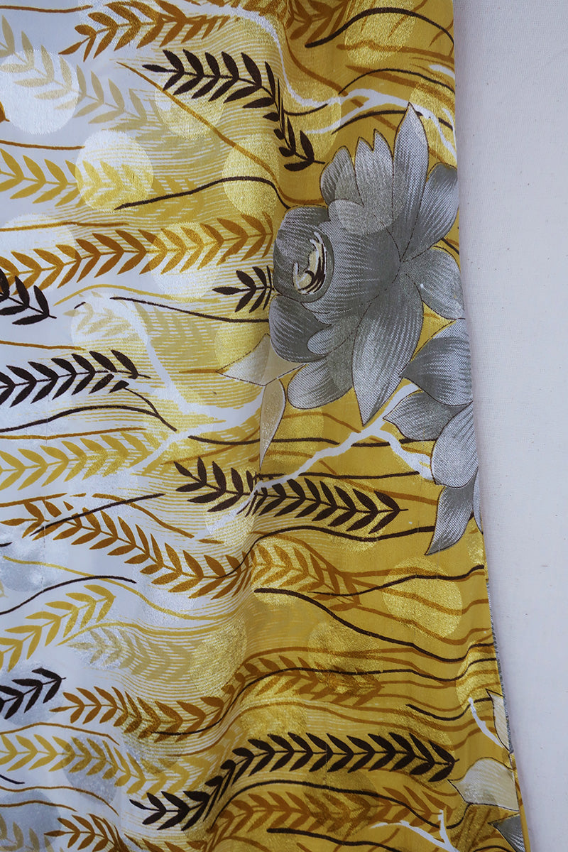 Tandy Wide Leg Trousers - Vintage Sari - Fields of Wheat - Free Size M/L by All About Audrey