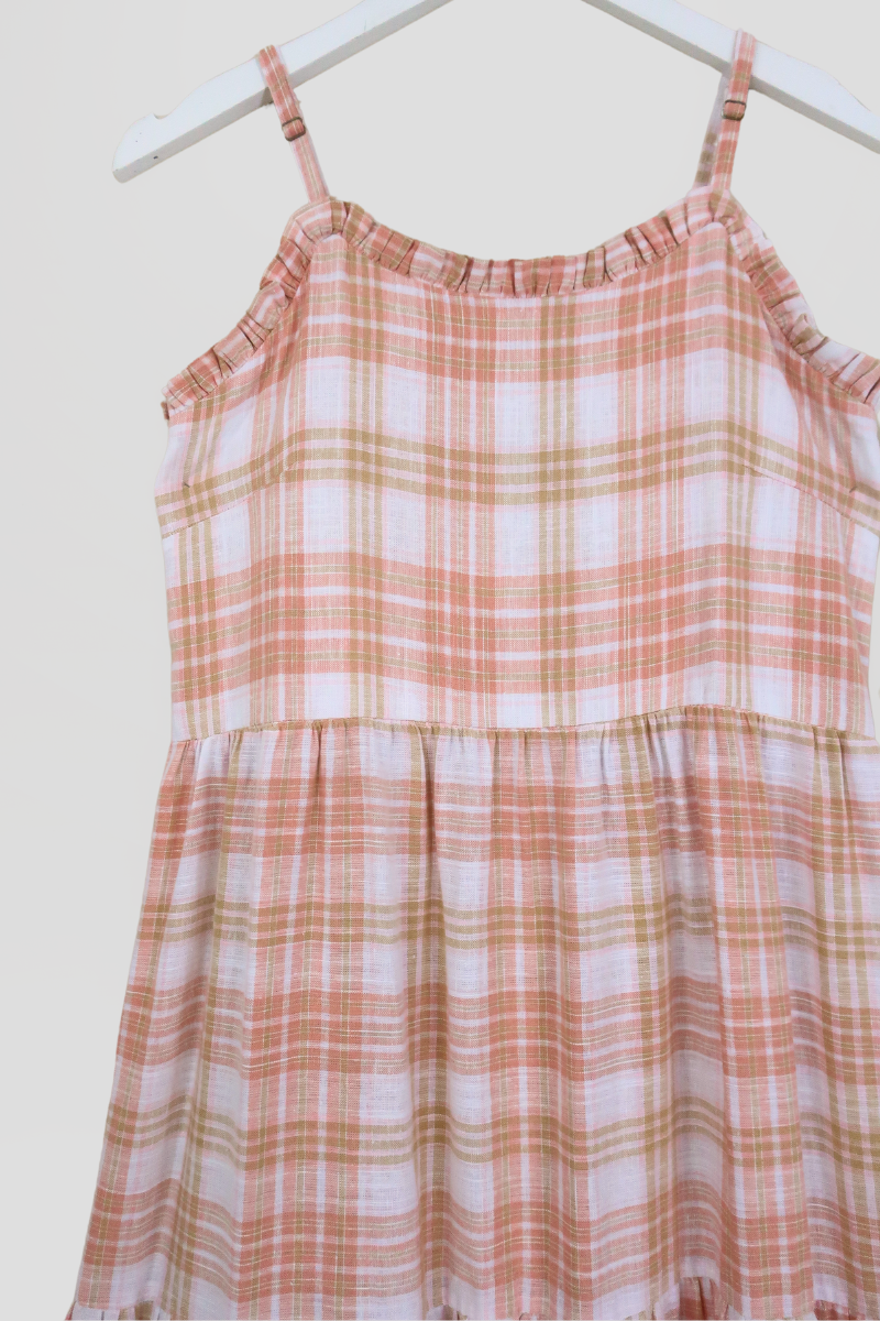 Alice Maxi Dress in Laceleaf White Tartan by All About Audrey