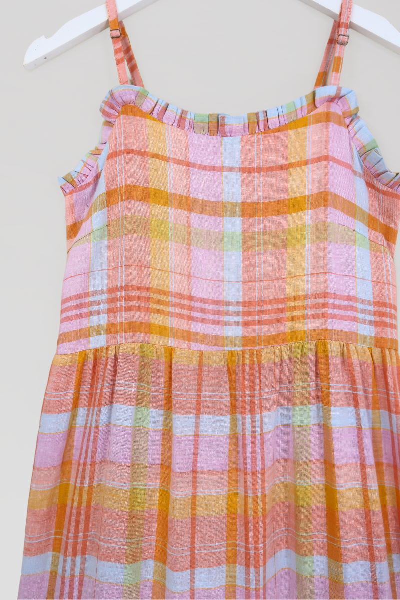 Alice Maxi Dress in Strawflower Pink Tartan by All About Audrey