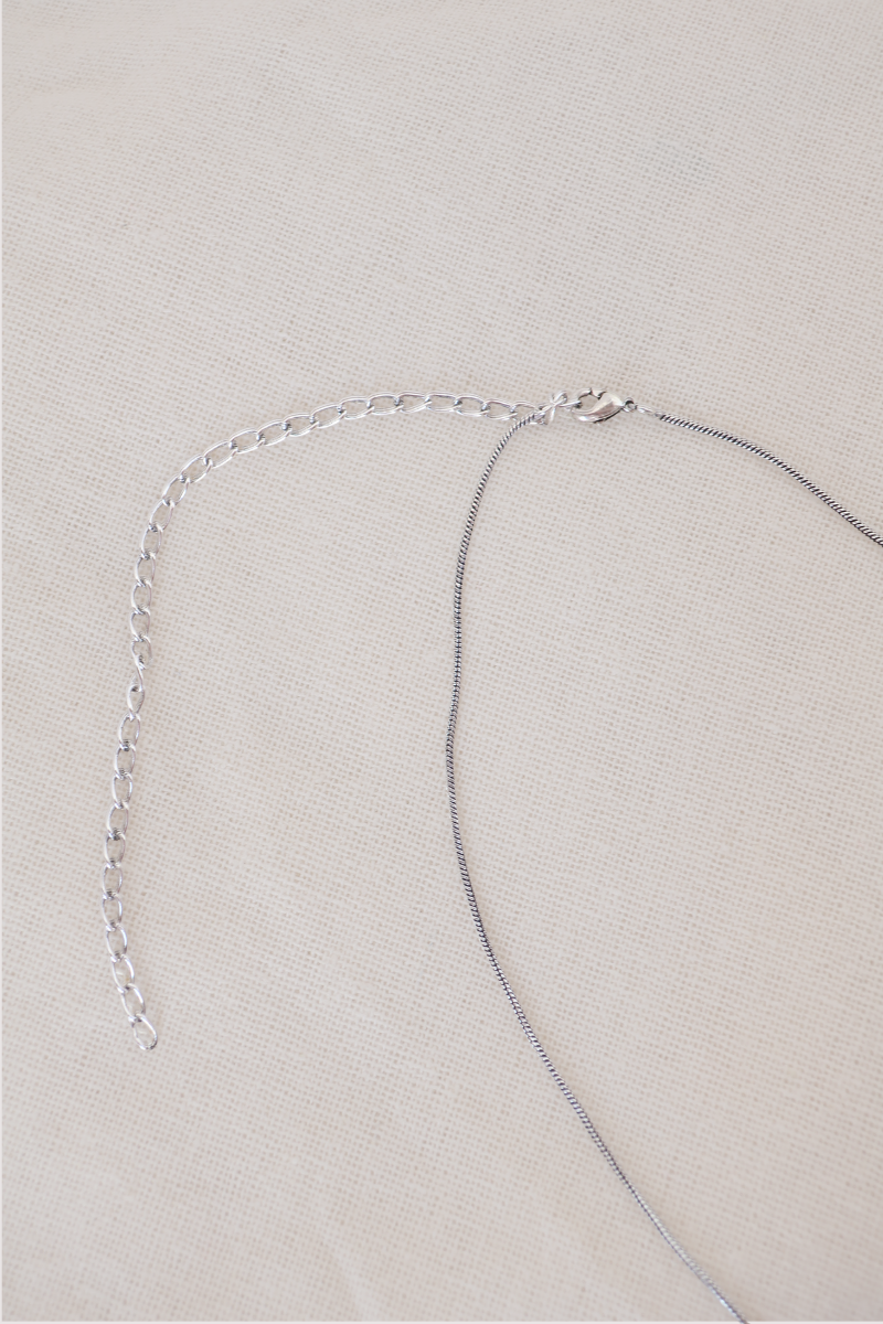 Labradorite Stone Crescent Moon Silver Plated Necklace
