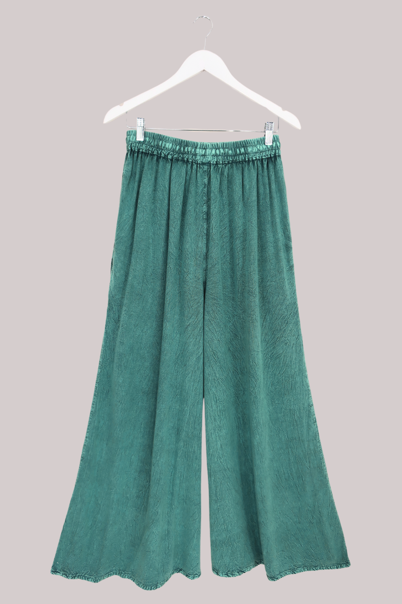 Indian Wide Leg Trousers in Calypso Blue - Free Size