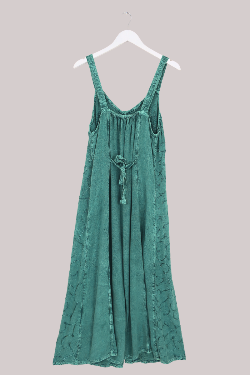 Indian Button-Up Maxi Sundress in Calypso Blue