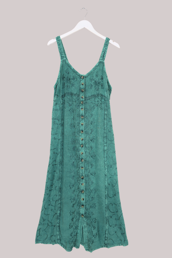 Indian Button-Up Maxi Sundress in Calypso Blue