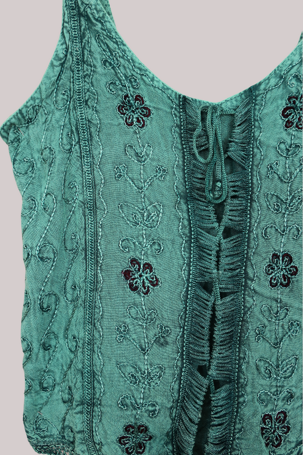 Embroidered Corset Top in Calypso Blue - Free Size
