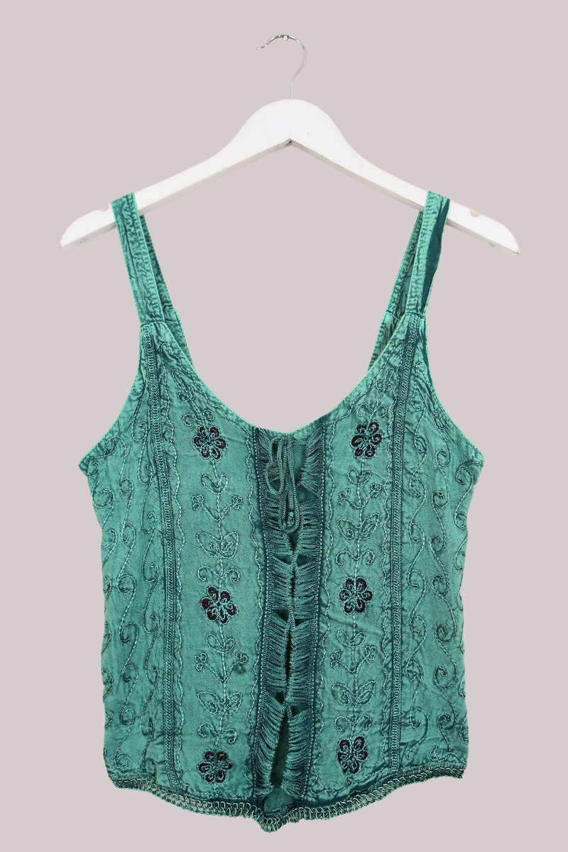 Embroidered Corset Top in Calypso Blue - Free Size