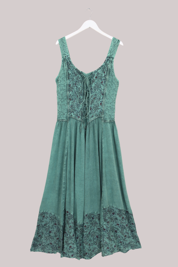 Embroidered Corset Maxi in Sea Turquoise - Free Size XXL by All About Audrey