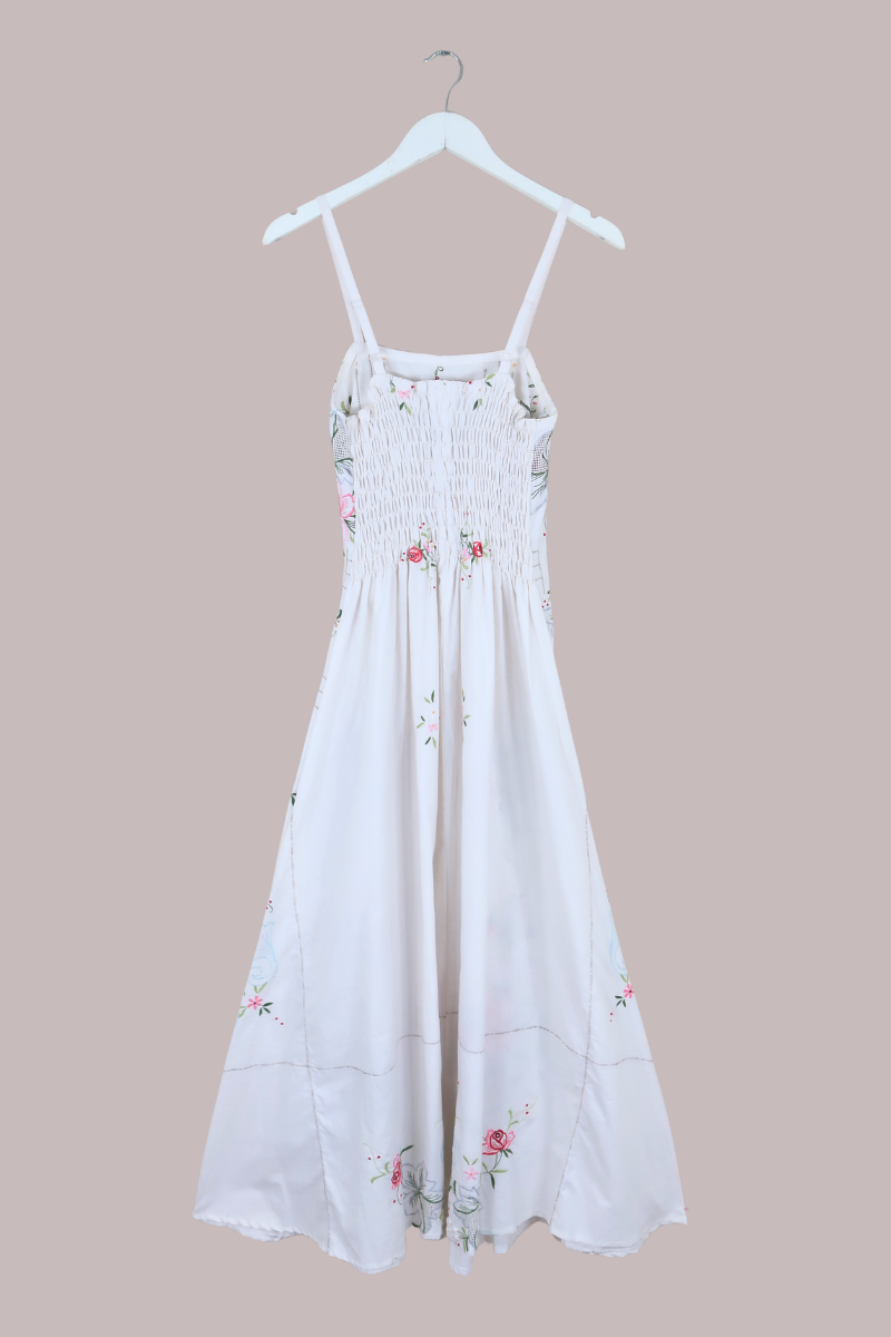 Juliet Vintage Tablecloth Maxi Dress in Garden at the Heart of the Labyrinth