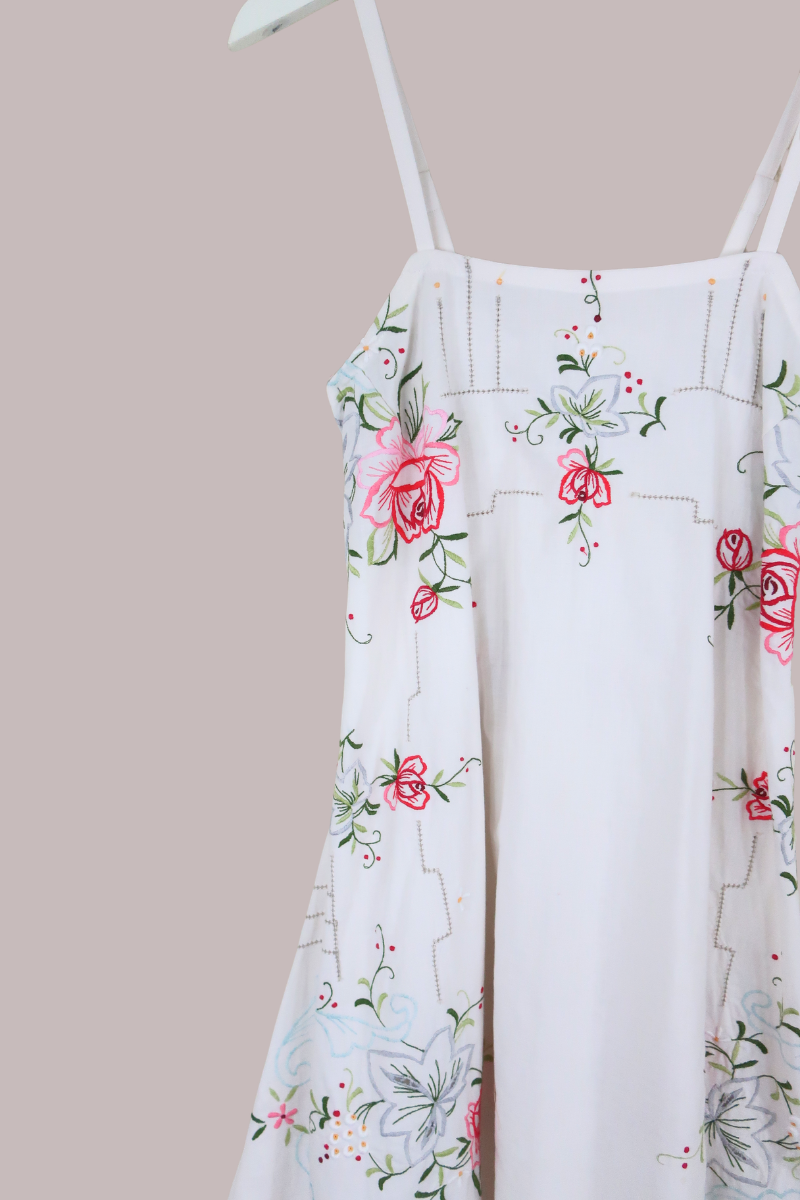 Juliet Vintage Tablecloth Maxi Dress in Garden at the Heart of the Labyrinth