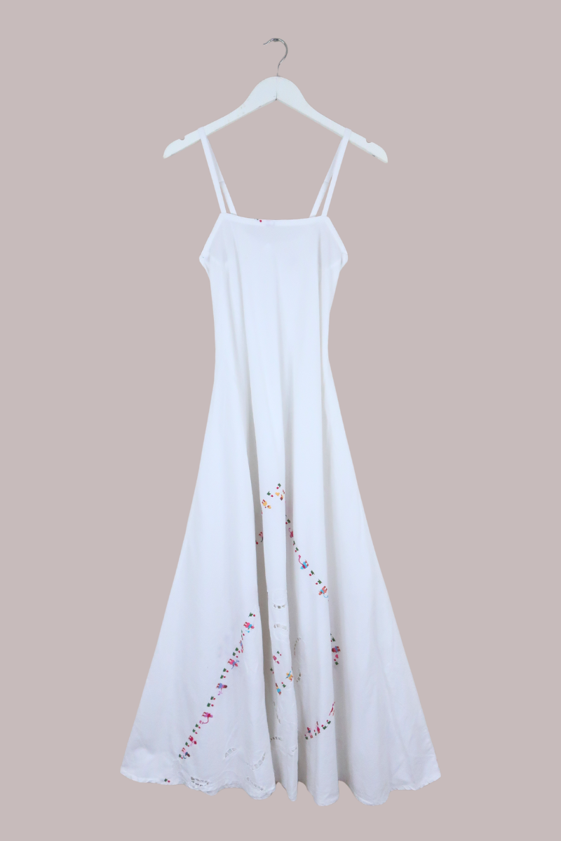 Juliet Vintage Tablecloth Maxi Dress in Spring Harvest Festival