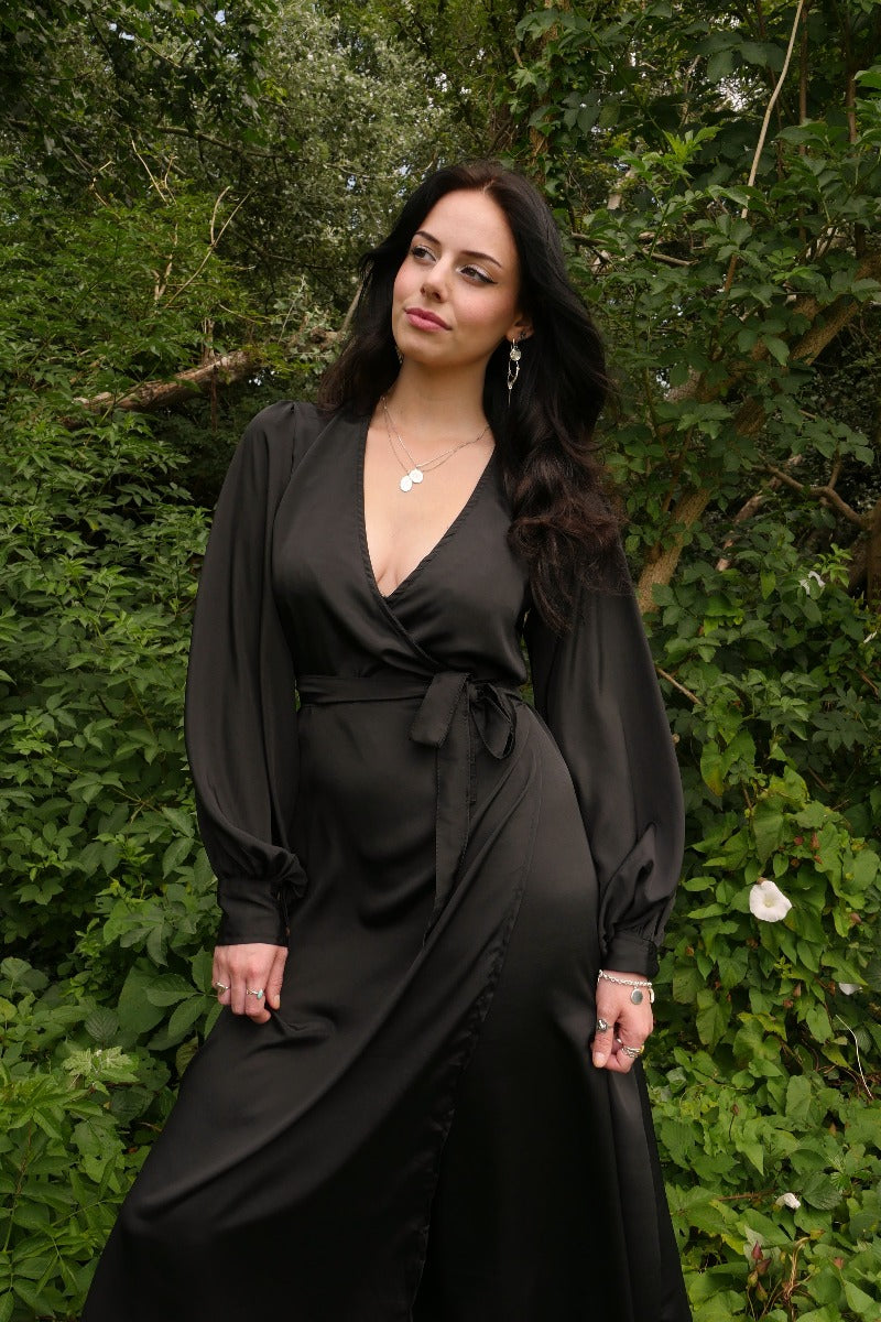 Khroma Lola Wrap Dress in Vampy Black by All About Audrey