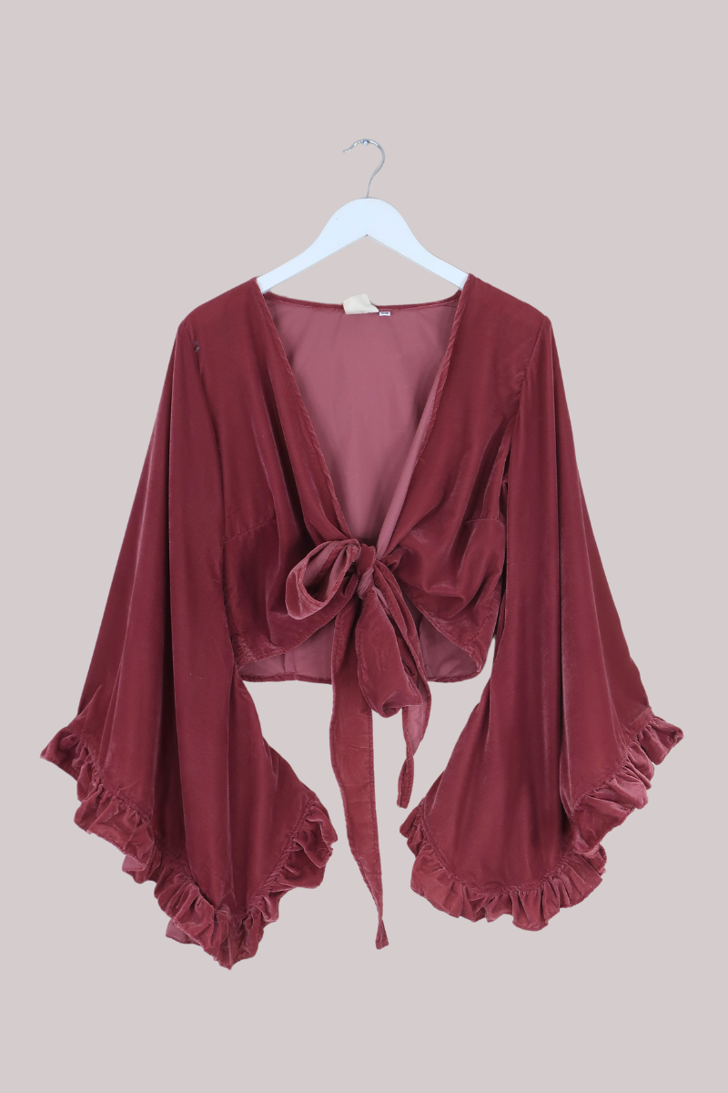 Khroma Venus Wrap Top in Dusty Pink Velvet