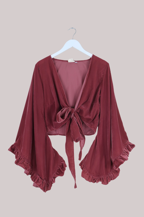 Khroma Venus Wrap Top in Dusty Pink Velvet