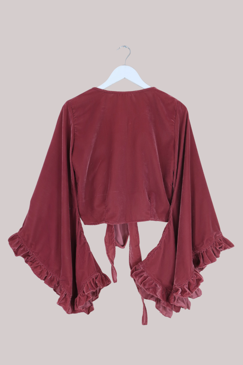 Khroma Venus Wrap Top in Dusty Pink Velvet
