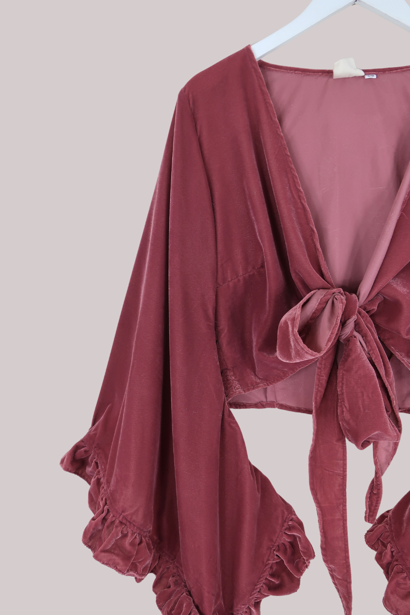 Khroma Venus Wrap Top in Dusty Pink Velvet