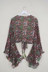 Venus Wrap Top - Rust Red Dance of the Elephants - Vintage Cotton - Size S/M by all about audrey