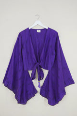 Venus Wrap Top - Deep Purple Honeycomb Print - Vintage Cotton - Size S/M by all about audrey