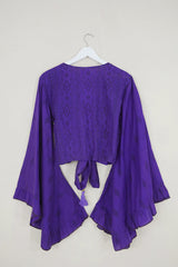 Venus Wrap Top - Deep Purple Honeycomb Print - Vintage Cotton - Size S/M by all about audrey