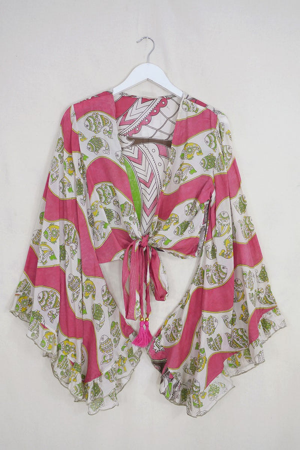 Venus Wrap Top - Swimming Upstream - Vintage Cotton - Size M/L by all about audrey