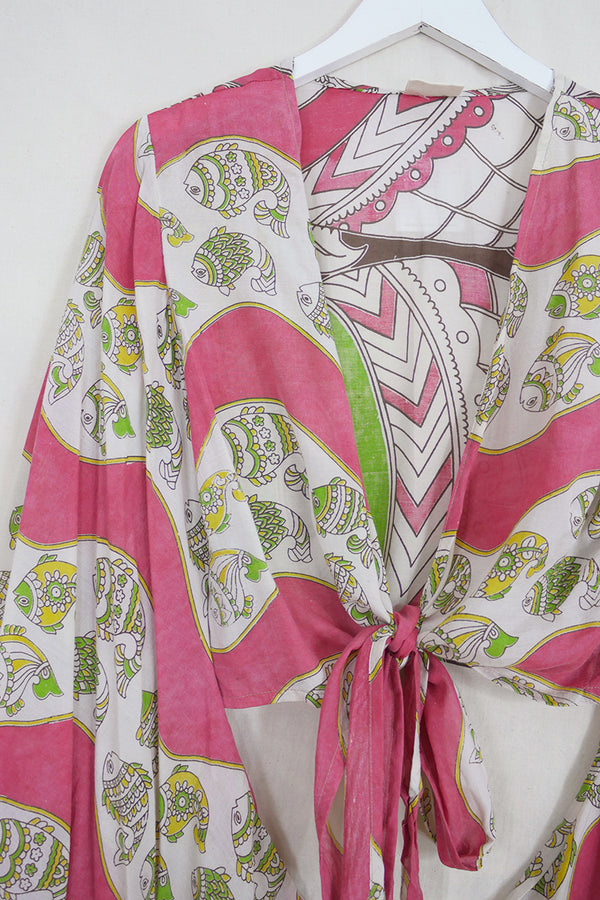 Venus Wrap Top - Swimming Upstream - Vintage Cotton - Size M/L by all about audrey