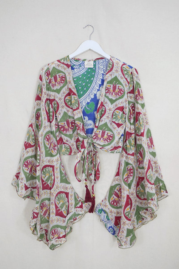 Venus Wrap Top - Peacocks of the Manor - Vintage Cotton - Size M/L by all about audrey