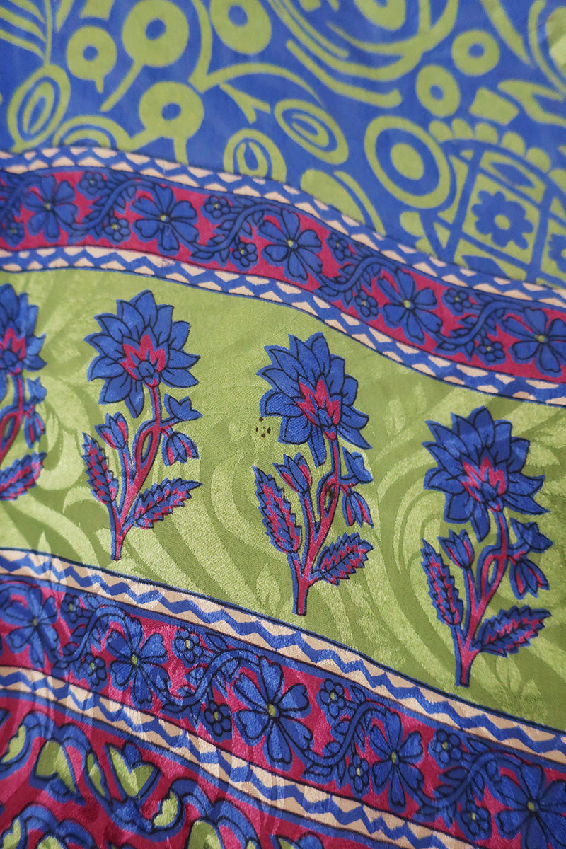 Venus Wrap Top - Blueberry & Apple - Vintage Sari - Size S/M by All About Audrey
