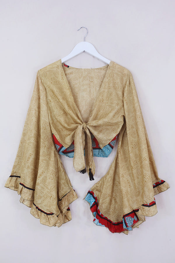 Venus Wrap Top - Golden Sands - Vintage Sari - Size S/M by All About Audrey