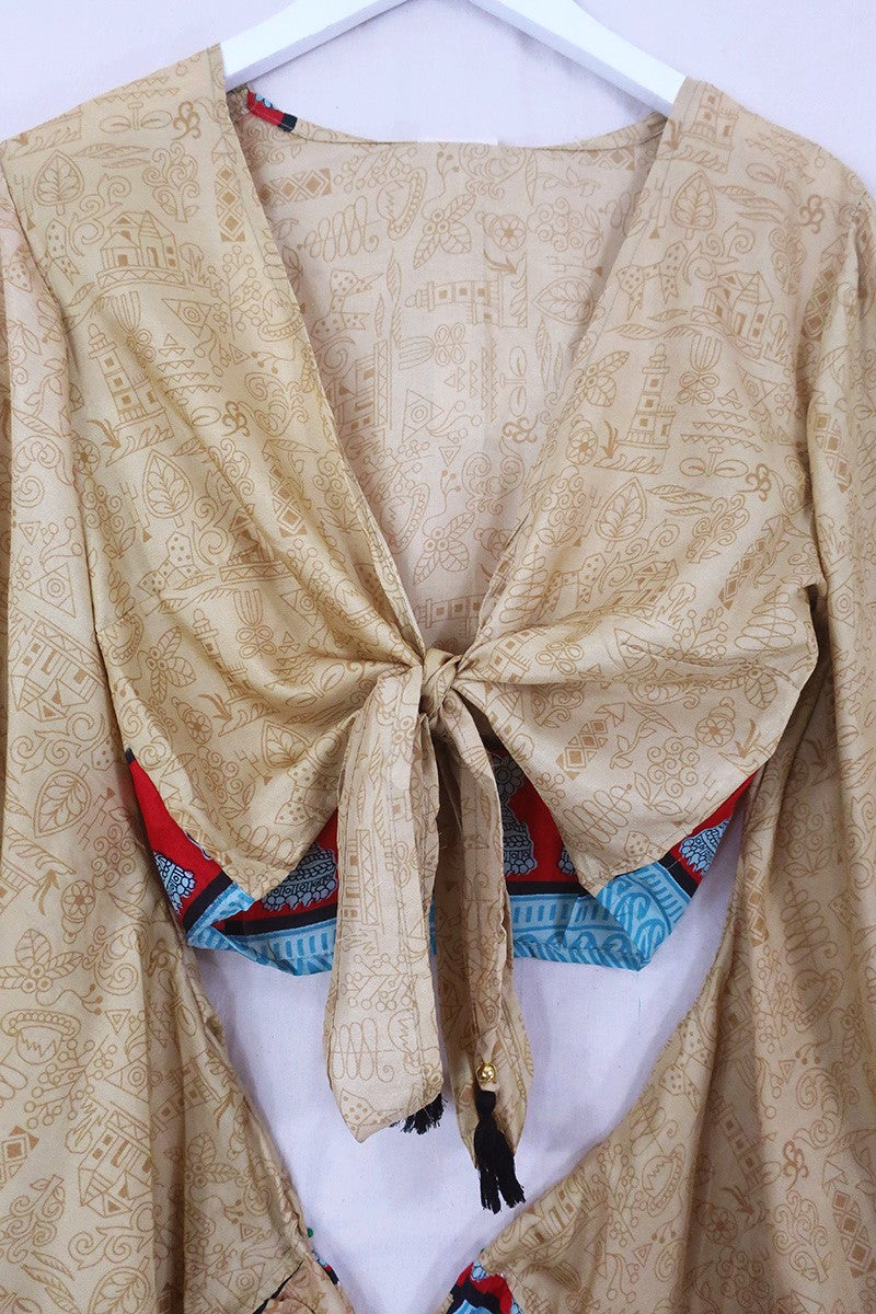 Venus Wrap Top - Golden Sands - Vintage Sari - Size S/M by All About Audrey
