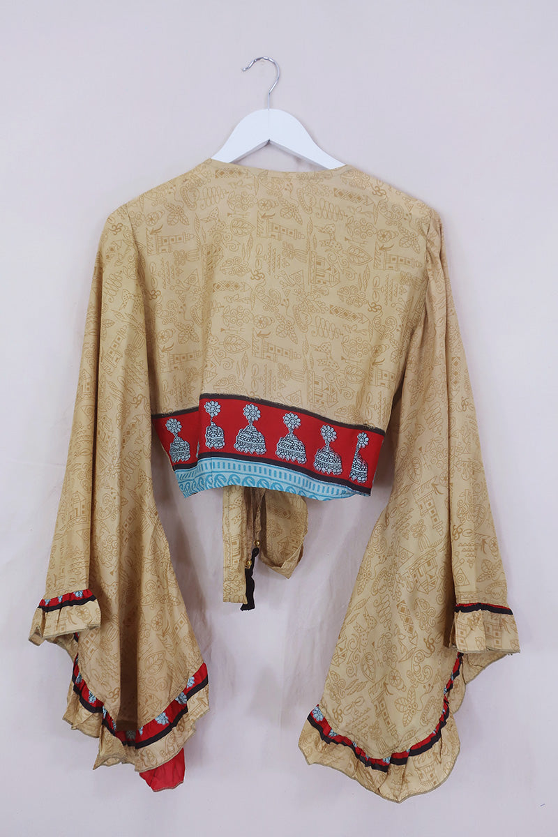 Venus Wrap Top - Golden Sands - Vintage Sari - Size S/M by All About Audrey