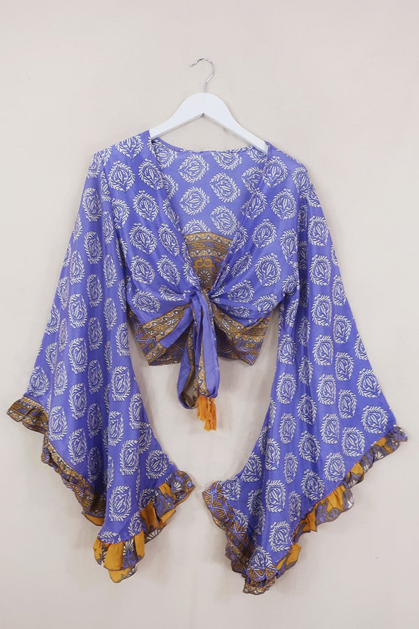 Venus Wrap Top - Dusky Violet & Gold - Vintage Sari - Size M/L by All About Audrey