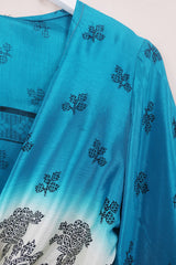 Venus Wrap Top - Deep Teal & Snow - Vintage Sari - Size M/L by All About Audrey