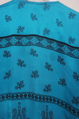 Venus Wrap Top - Deep Teal & Snow - Vintage Sari - Size M/L by All About Audrey
