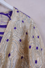Venus Wrap Top - White Gold & Orchid - Vintage Sari - Size M/L by All About Audrey