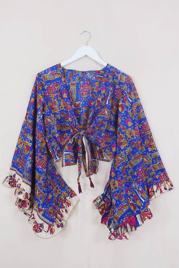 Venus Wrap Top - Cobalt Community - Vintage Sari - Size S/M by All About Audrey