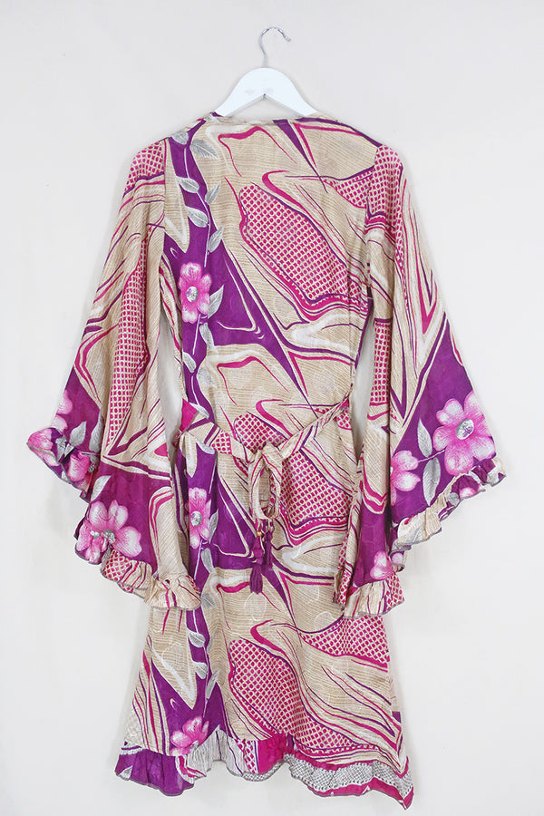 Venus Midi Wrap Dress - Magenta Psychedelia - Size S/M by all about audrey