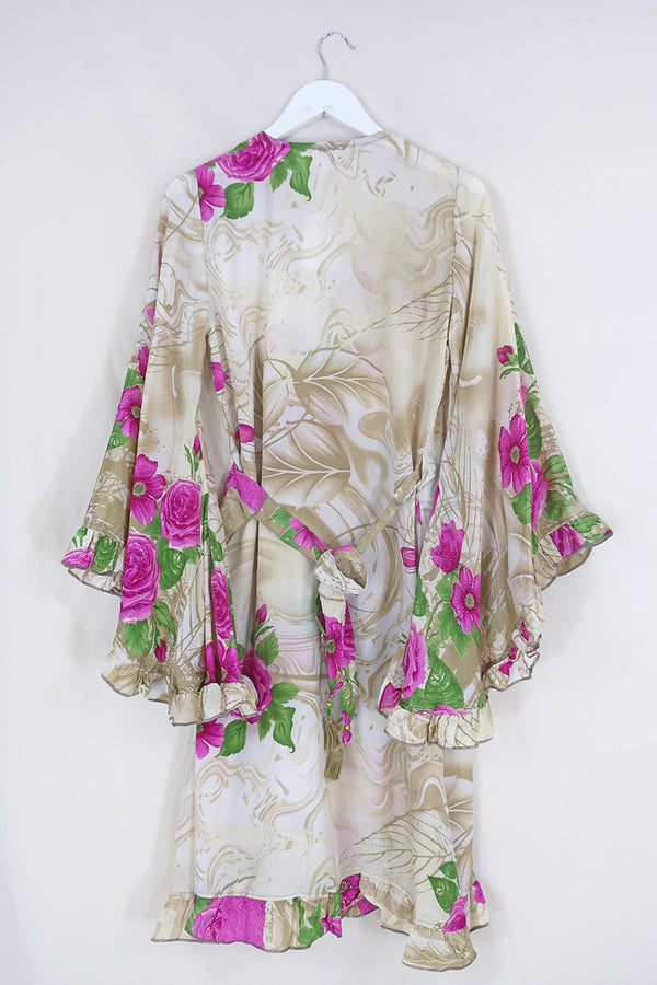 Venus Midi Wrap Dress - Glitzy Rose Garden - Size S/M by all about audrey