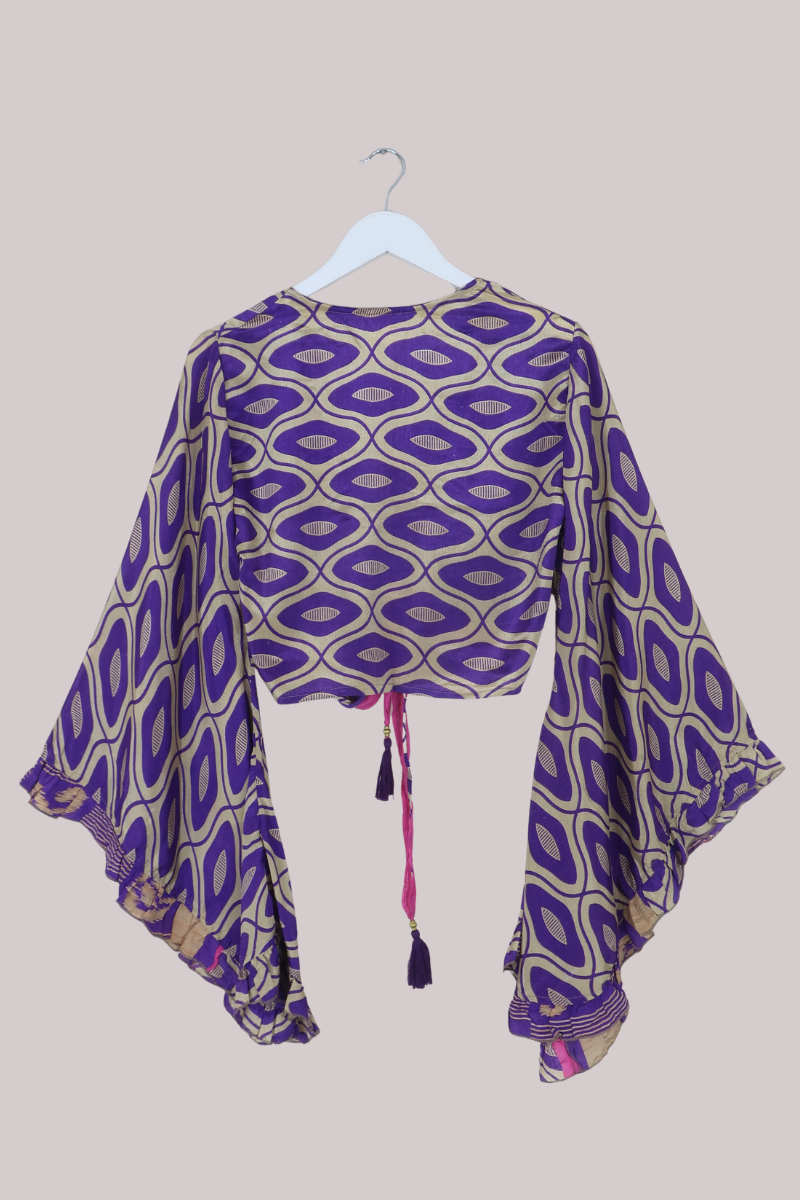Venus Recycled Sari Wrap Top in 70s Heather Purple - Size S