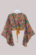Venus Recycled Sari Wrap Top in Balls Of Yarn - Size S