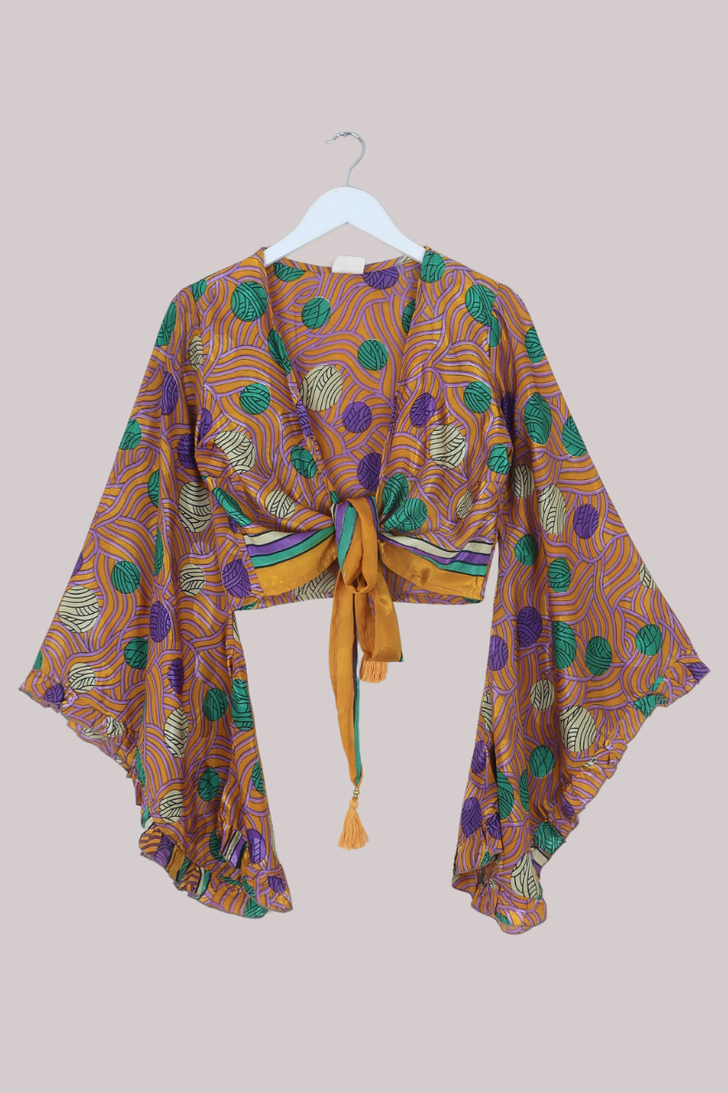 Venus Recycled Sari Wrap Top in Balls Of Yarn - Size S