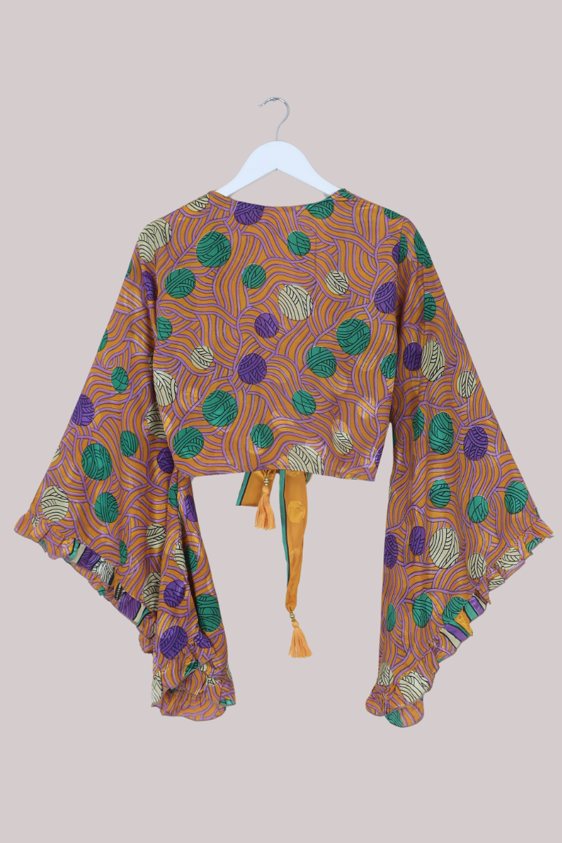 Venus Recycled Sari Wrap Top in Balls Of Yarn - Size S