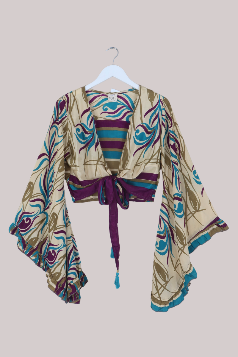 Venus Recycled Sari Wrap Top in Birds Of A Feather - Size S